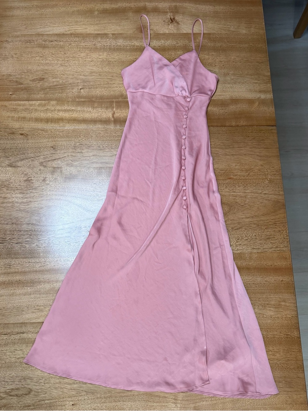 Zara Dusty Pink Dress with Side Button Detail Size XS
